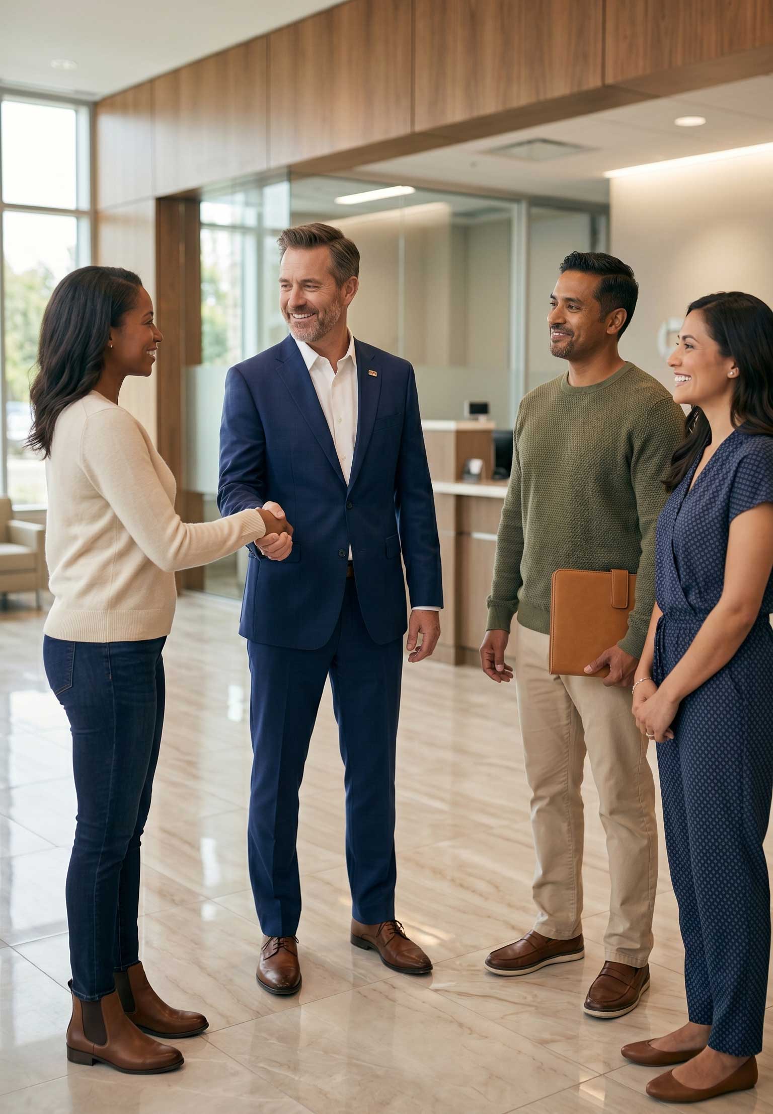 Mission-driven lender bank lobby